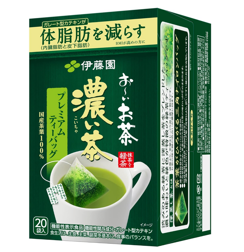 伊藤園お～いお茶 濃い茶 降體脂 抹茶添加 濃茶 綠茶包 premium teabag 20包入