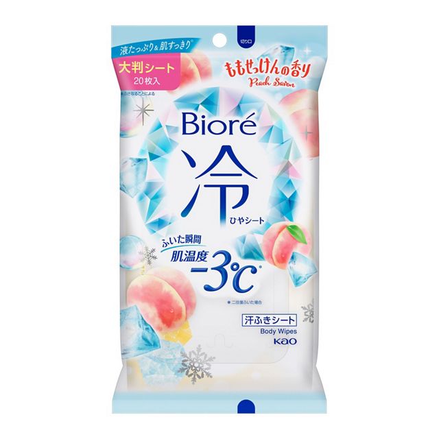 Biore -3度 涼感濕巾 20枚 桃子香皂味