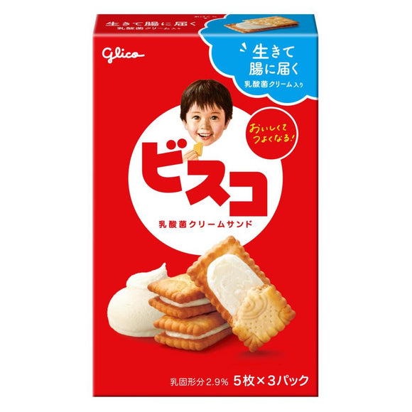 Glico Lactic Acid Bacteria Cream Sandwich Biscuits 15pcs