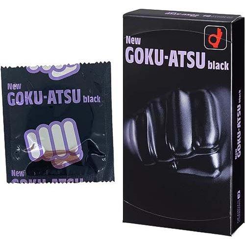 岡本 OKAMOTO 黑極厚保險套 New GOKU-ATSU 12入｜厚0.1mm・高包覆低刺激・黑色潤滑型設計