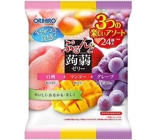 ORIHIRO 蒟蒻果凍 白桃 ＋ 芒果 ＋ 葡萄 24入