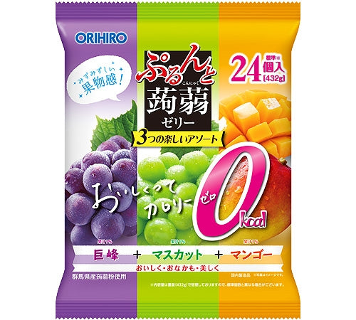 ORIHIRO蒟蒻果凍粒  巨峰葡萄+麝香葡萄+芒果味 口味 24入