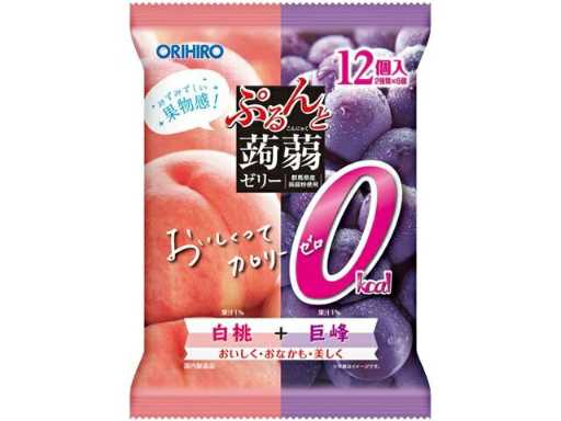 ORIHIRO Konjac Jelly Peach (White Peach), Kyoho Grape Flavor 12pcs