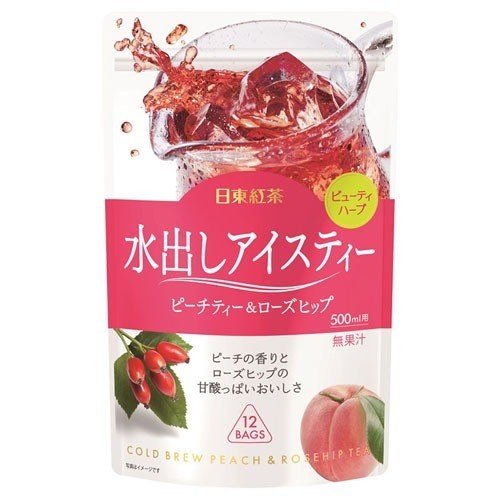 日東紅茶 冷泡水蜜桃玫瑰果茶 12包入
